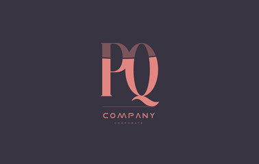 pq p q pink vintage retro letter company logo icon design
