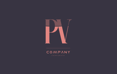 pv p v pink vintage retro letter company logo icon design