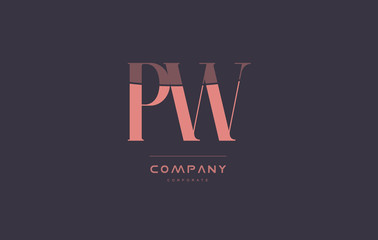 pw p w pink vintage retro letter company logo icon design