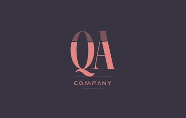 Fototapeta na wymiar qa q a pink vintage retro letter company logo icon design