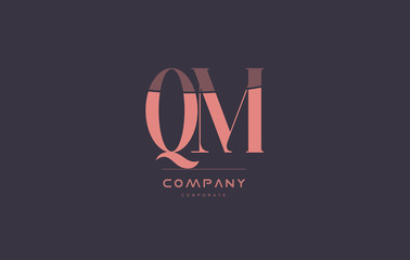 Fototapeta na wymiar qm q m pink vintage retro letter company logo icon design