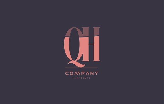 qh g h pink vintage retro letter company logo icon design