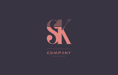 sk s k pink vintage retro letter company logo icon design