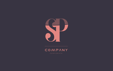Fototapeta na wymiar sp s p pink vintage retro letter company logo icon design