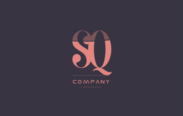 sq s q pink vintage retro letter company logo icon design