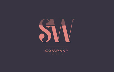 sw s w pink vintage retro letter company logo icon design