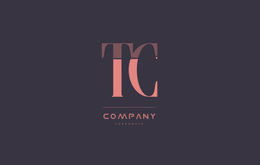 tc t c pink vintage retro letter company logo icon design