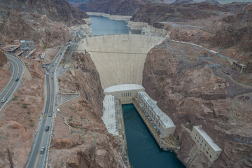 Hoover Dam and Lake Mead on the Colorado River in Arizona and Nevada