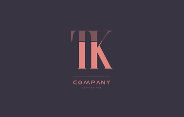 Fototapeta na wymiar tk t k pink vintage retro letter company logo icon design