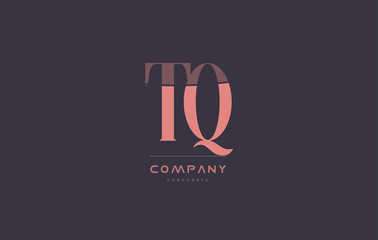 tq t q pink vintage retro letter company logo icon design