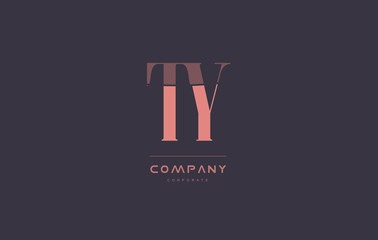 ty t y pink vintage retro letter company logo icon design
