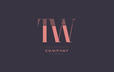 tw t w pink vintage retro letter company logo icon design