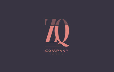 Fototapeta na wymiar zq z q pink vintage retro letter company logo icon design