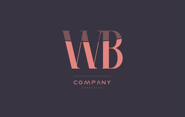 wb w b pink vintage retro letter company logo icon design