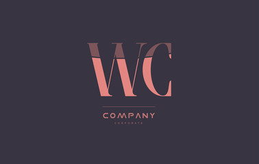 wc w c pink vintage retro letter company logo icon design