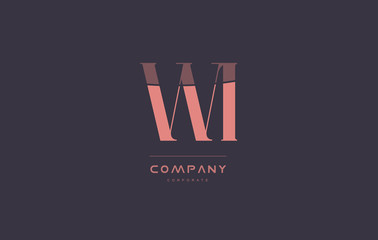 wi w i pink vintage retro letter company logo icon design