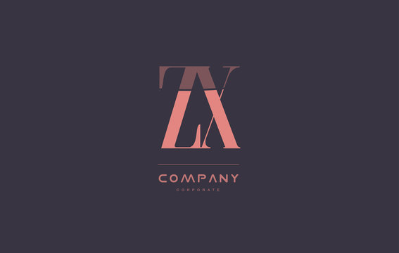 zx z x pink vintage retro letter company logo icon design