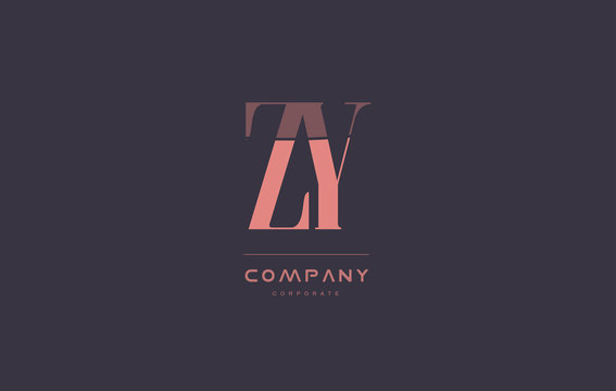zy z y pink vintage retro letter company logo icon design