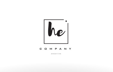 he h e hand writing letter company logo icon design