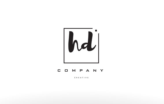hd h d hand writing letter company logo icon design