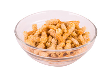 bread croutons on a white background