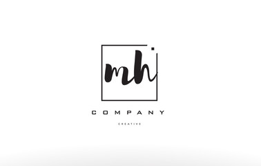 mh m h hand writing letter company logo icon design