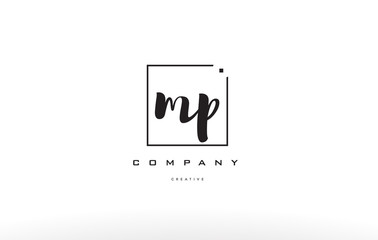 mp m p hand writing letter company logo icon design