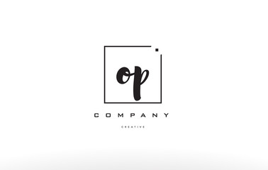 op o p hand writing letter company logo icon design