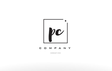 pc p c hand writing letter company logo icon design