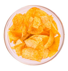 Potato chips on a white background