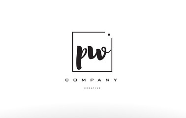 pw p w hand writing letter company logo icon design
