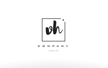 vh v h hand writing letter company logo icon design
