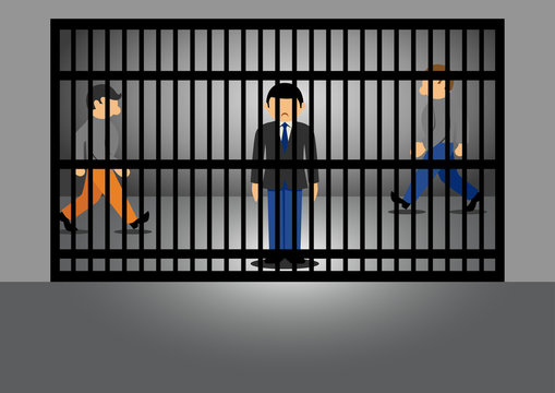 businessman in Jail simple cartoon vector