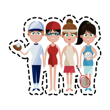 volleyball tennis swimming baseball assorted sports people  icon image vector illustration design 