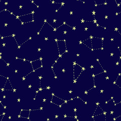 Stylized night sky seamless pattern.