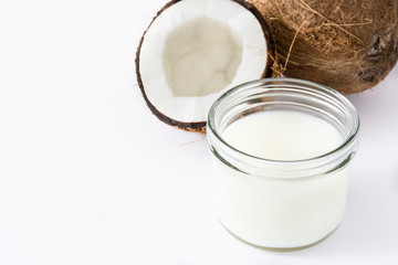 Fototapeta na wymiar Coconut and coconut milk, isolated on white background 