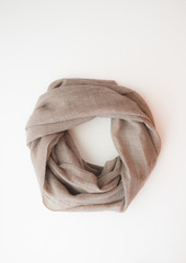 isolated cashmere scarf on white background - studio shot from above