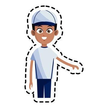 handsome young man with baseball hat icon image vector illustration design 