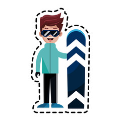 person with snowboard snowboarding icon image vector illustration design 