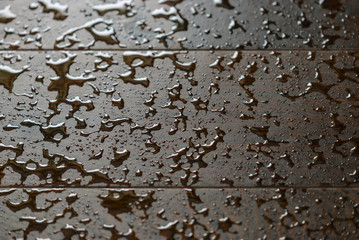 Background of oak planks with water drops - 138253654