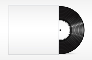 Vintage vinyl record in sleeve over white. . Eps 10 vector illustration