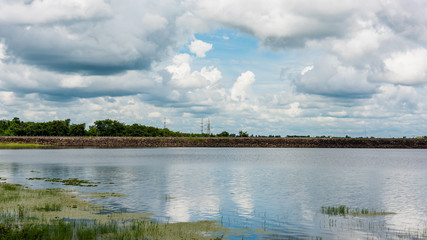 Reservoir with clouds