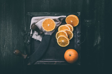 Oranges on a tray