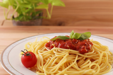 おいしそうなミートソーススパゲティ
