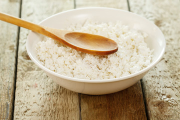 Cottage cheese in the bowl