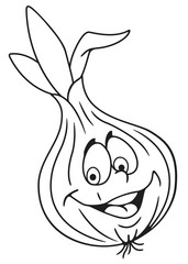 Fresh onion bulb cartoon