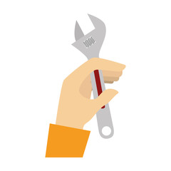 hand human with wrench tool isolated icon vector illustration design