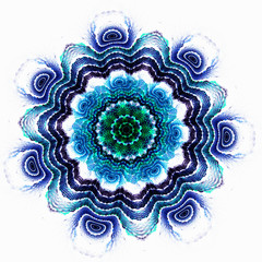 Space flower. Colored circles. Deformation time. 3D surreal illustration. Sacred geometry. Mysterious psychedelic relaxation pattern. Fractal abstract texture. Digital artwork graphic astrology magic