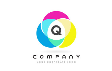 Q Colorful Circular Letter Design with Rainbow Colors