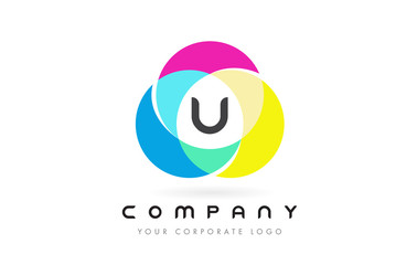 U Colorful Circular Letter Design with Rainbow Colors